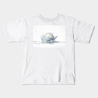 Golf ball splashing into water, artwork (F010/6364) Kids T-Shirt